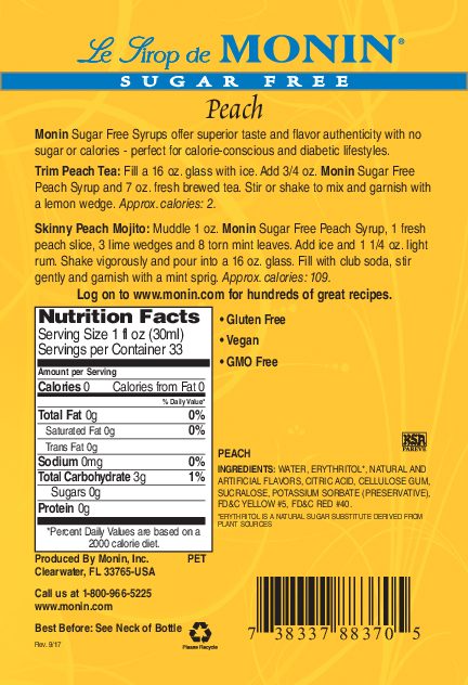 Sugar Free Peach by Monin (4pk) - Image 3